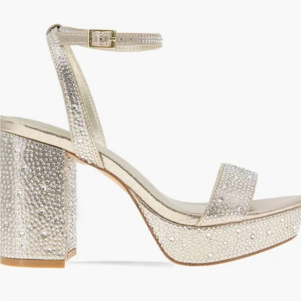 BCBGeneration Gold Rhinestone Platform Heels